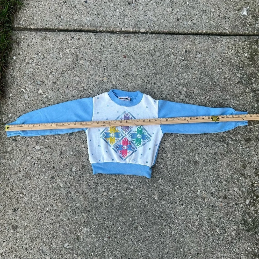 Vintage 1985 Kids Sweatshirt Size 7 Blue Retro 80s USA